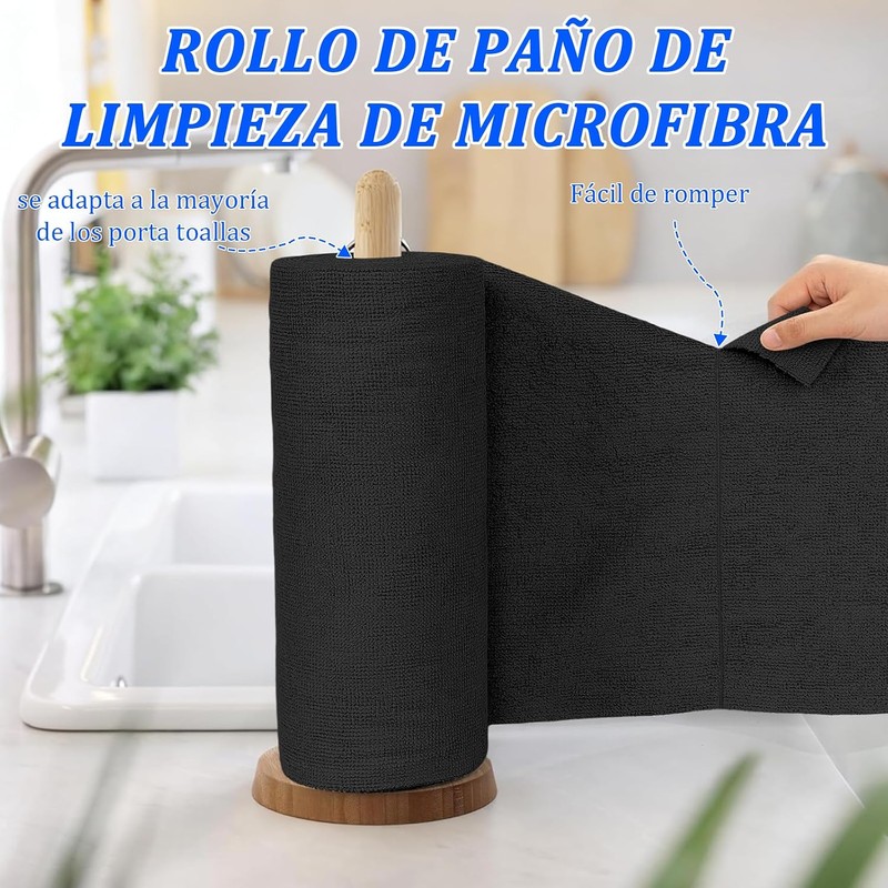 Rollo de paño de Limpieza de Microfibra, Paquete de 50,