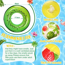 Libima 4 Pcs Inflatable Pool Floats, Pool Floaties Swim Rings Pool Tubes Donut Fruit Hawaiian Tire Inner Tubes Floaties for Adults Hawaiian Beach Party Decorations(40 Inch,Fruit)