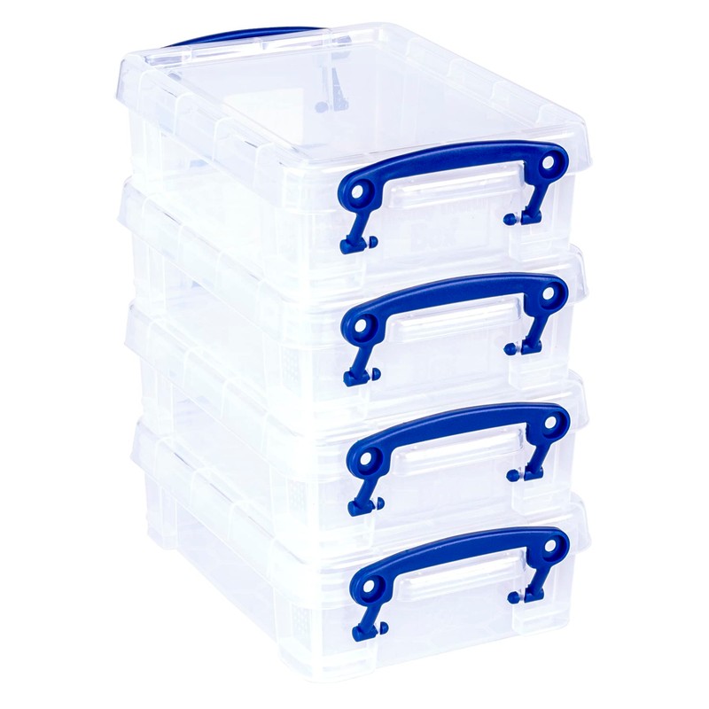 Really Useful Plastic Storage Box 0.75 Litre Clear (Pack of