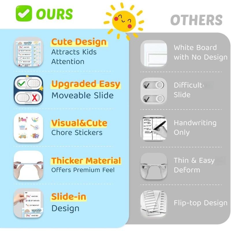 2 in 1 Bedtime/Morning Routine Chart for Kids Toddlers Magnetic