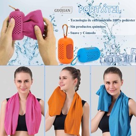 3 paquetes de toallas de refrigeración，ejercicios de Secado rápido Microfibras toalla con Silicona redonda bolsa，toalla transpirable hielo fresca al aire libre para correr yoga senderismo viaje golf