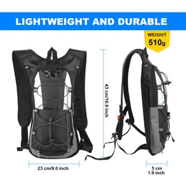 Hydration Backpack Waterproof Breathable Outdoor Sports Backpack with 2L Hydration Bladder for Cycling Camping Fitness Climbing Hiking Hydration Bag 380g for Men and Women Black