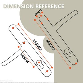 Bwintech Black UPVC Door Handle Set, 92 mm Backset, 210 mm Screw Hole Spacing, 243 mm Plate Length, Suitable for Outdoor Door, Patio Door, Front Door