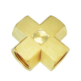 NIGO Industrial Co. Forged Brass Pipe Fitting, 4-Way Tee, Female Pipe (1, 1/2" x 1/2" x 1/2" x 1/2" NPT)