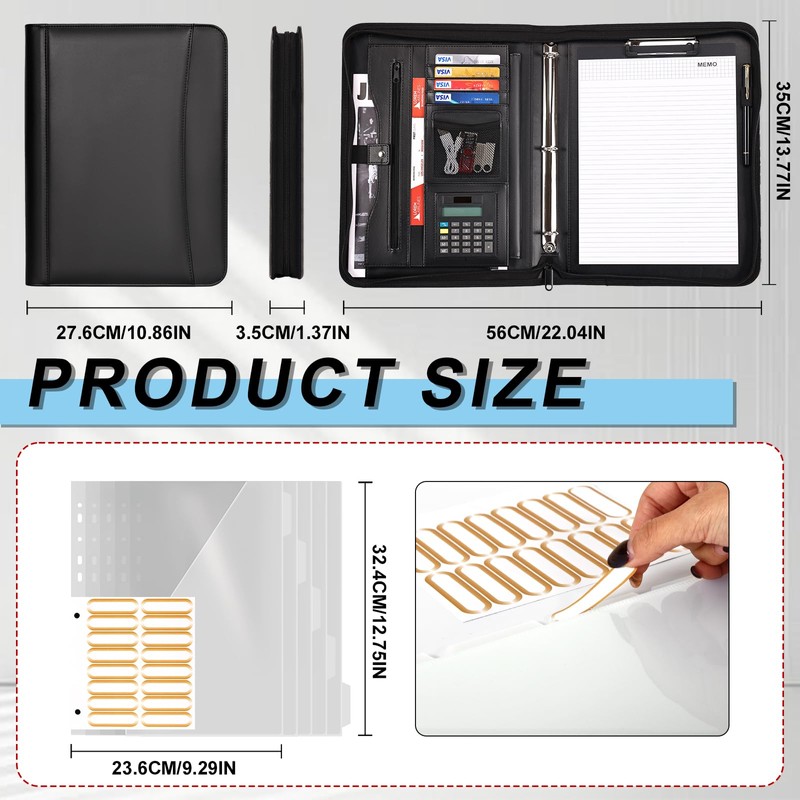 Eshow Portfolio Organizer - 3 Ring Binder with Zipper, Vegan