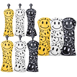 Headcover Utility Driver Wood Set Golf Headcover UT Cover Single Item 4 Piece Waterproof New Smile (Yellow FW 1 Piece)