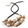 Avalaya Antique White Shell-Composite Leather Cord Necklace