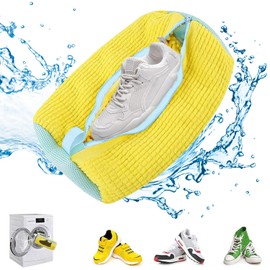 Zommke Shoe Wash Bag, Washing Machine, Shoe Bag, Washing Machine, Sneaker Wash Bag for Washing Machine, Reusable Zip Plush Shoe Wash Bag (Yellow)