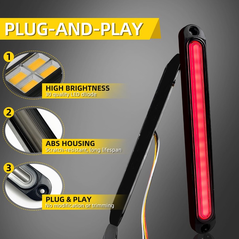 FXC 2 Pack 10" LED Trailer Tail Light Bar Brake