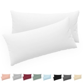 Twinzen® Cushion Covers, 100% Jersey Cotton, 150 GSM, Cushion Cover with Zip, OEKO-TEX Certified, 50 x 80 cm, Set of 2, White