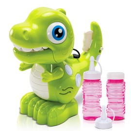 Bundaloo Dino Bubble Blower for Kids, Automatic Bubble Machine with Lights & Sounds, Includes 2 Bottles of Bubble Solution & Funnel, Fun Dinosaur Bubble Toy for Toddlers & Kids Ages 3+