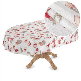 ANRO Oilcloth Tablecloth Christmas Tablecloth Washable Oilcloth Christmas Oilcloth Christmas Decoration Oval 180 x 140 cm