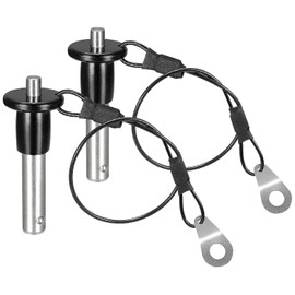 2Pcs 304 Stainless Steel Ball Locking Pins, Push-Button Locking Quick Release Pin with 24cm Push Button Lanyard Cable (8mm Diameter, 20mm Usable Length)