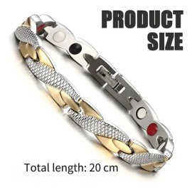Solviora Pulsera de Titanio Magnética Ajustable, Reducción del Dolor, Hipoalergénica, Color Mezclado,0.2 cm x 20 cm,Para la Mayoría de Hombres,Regalo Perfecto para Pareja,Padres y Ocasiones Especiales