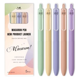 FWXOO 5 Pcs Gel Pen Set, 0.5mm Retractable Ballpoint Pens, Black Ink Cute Pens Smooth Writing, Quick Drying Ink for Writing, Note Taking, Home School Office Supplies