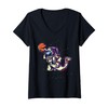 Womens Cartoon Character Playing Basketball Fun Design For Kids V-Neck