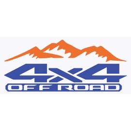 2 x Orange & Blue 4x4 Off Road Mountains Bedside Vinyl Decals Fits New Dodge Ram 1500 2500 3500 Power Wagon