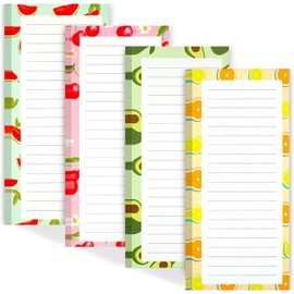 4 Pack Magnetic Notepads for Refrigerator, Grocery List Magnet Pad for Fridge, Fruit Design Magnetic Grocery List Pad for Fridge, Full Magnet Back Shopping Lists, 50 Sheets Per Note Pads (Style 1)