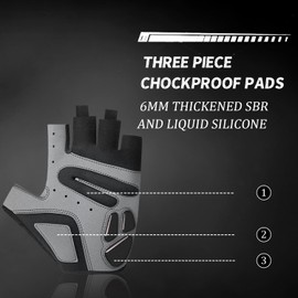 Rioomui Cycling Gloves,Gel Padded Bike Gloves for Men Cycling,Anti-Slip & Shock-Absorbing Lightweight & Breathable Design Road Bicycle Half Finger for Women 2503-Black-L