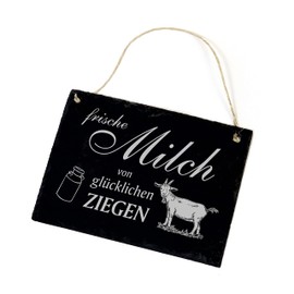 Dekolando Home Accessories Slate Sign Engraved Fresh Milk of Happy Goats 22 x 16 cm