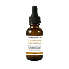 Advanced Skin Care 30% Vitamin C+e Ferulic Acid Serum, Sun Damage Wrinkle 1 Oz / 30 Ml Amber Bottle with Droper