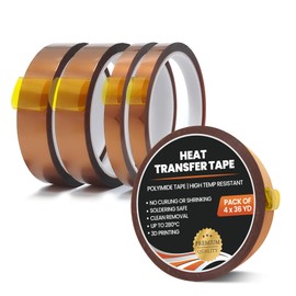 Beezay Goods 4 Rolls Heat Tape for Sublimation, 20mm & 10mm, 33 Meters(108ft) Length, Brown Heat Resistant Transfer Tape, No Residue