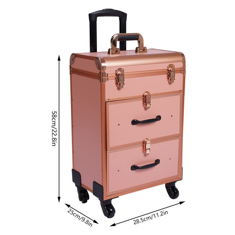 YIYIBYUS Rolling Makeup Case with Wheels,3-Layer Rolling Makeup Case,Manicure Professional