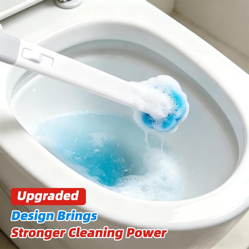 2 Pack Disposable Toilet Brush with 54 Refills, Toilet Bowl