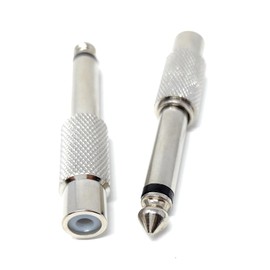 DRUT 1pcs 6.35mm Mono Jack to RCA Phono Socket Cable Adapter (Silver)