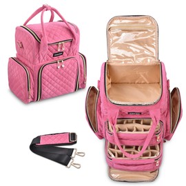 BYOOTIQUE Double Layer Nail Polish Case Nail Art Supply Storage Organizer Nail Polish Holder Carrying Case Travel Nail Bag With 2 Removable Bags Holds 48 Bottles and Nail Dryer Lamp Manicure Tools