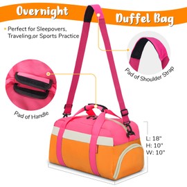WOOMADA Travel Duffle Bag, Weekend Bag with Wet Pocket & Trolley Sleeve, Overnight Bag With Shoe Compartment, Fit for Sports Practice, Travel and Gifts(orange)