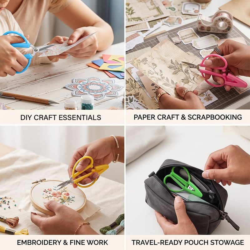 Mini Scissors, 4 Pack Small Craft Set with Silicone Caps