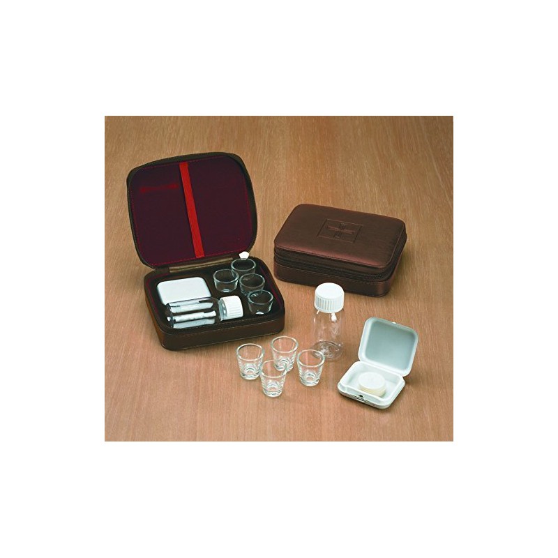Cross Detail Faux Leather Lined Box 4 Cup Portable Minister