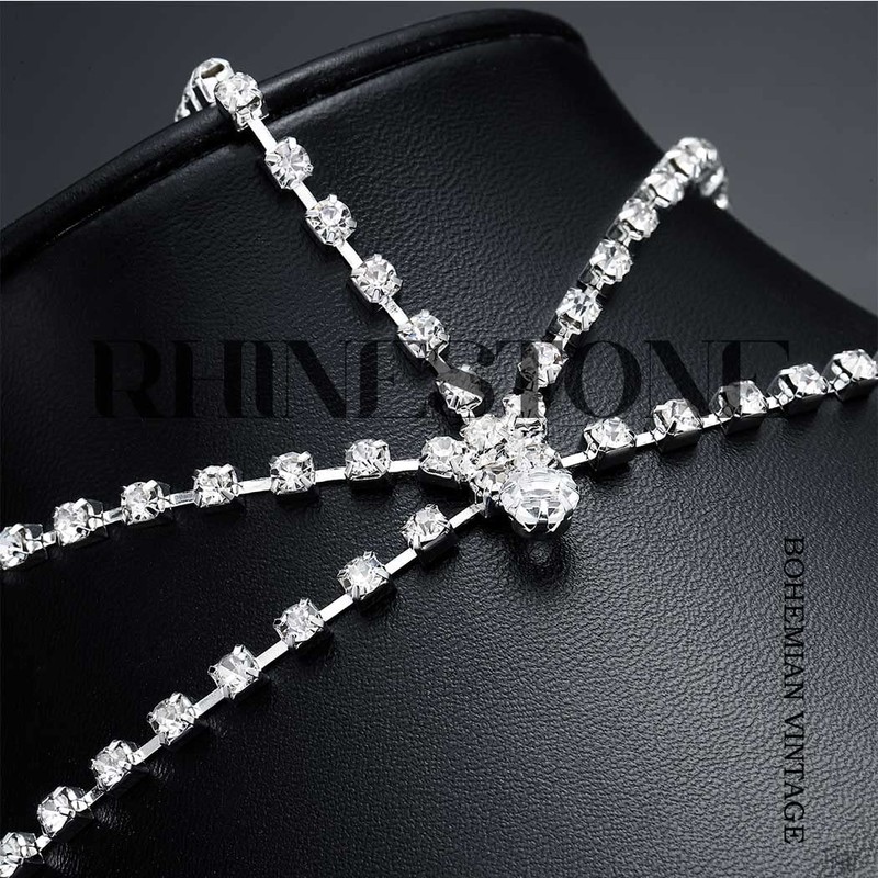 Fdesigner Cadena de cabeza de plata con diamantes de imitación