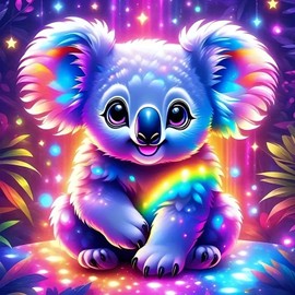 5D Diamond Painting Koala, DIY Diamond Painting Picture Set for Adults, Animal Painting by Numbers, Diamond Painting Animals Cute, Diamond Painting Digital Art, Craft Set for Home Wall Decoration (30