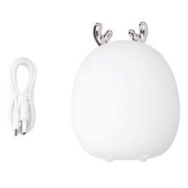 Mini Silicone Lamp Cartoon DeerShape Touch Control LED Night Light USB Charging for Home Bedroom