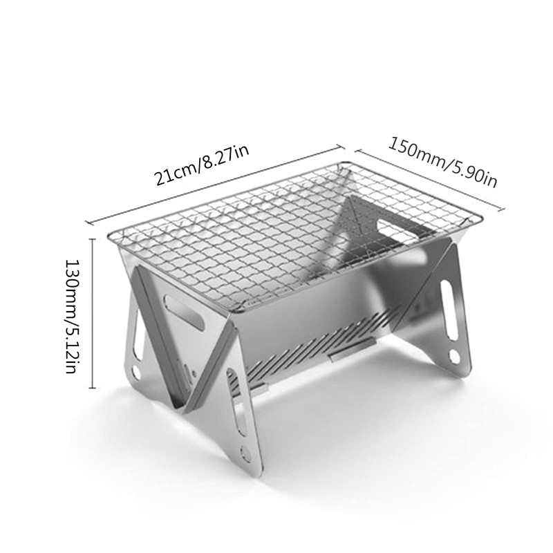 JDIEOQA Folding Campfire-Grill, Portable Stainless Steel Grate Barbeque Grill Small
