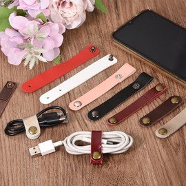 MECCANIXITY Cuero Cable Corbata Cuero Cordn Organizador 63x16mm Cable Correas Cable Cuero Clips Negro Auricular Cable Gestin para Cable, Alambre,...  