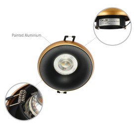 TEKLED Die-Cast Aluminium Downlight with Color-Accented Bezel | GU10 Fixed Ceiling Spot | for Kitchens Living Rooms Hallways Offices Hotels and Commercial Spaces | Gold-Black (Bulb not Included)