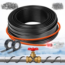 （3FT-200FT）Pipe Heating Cable for Pipe Freeze Protection, Heat Cable for Water Pipes, Heat Tape for Water Pipes, Plumbing Fixtures, Keeps Water Flowing at -40°F, 120V 5W/FT（100FT）