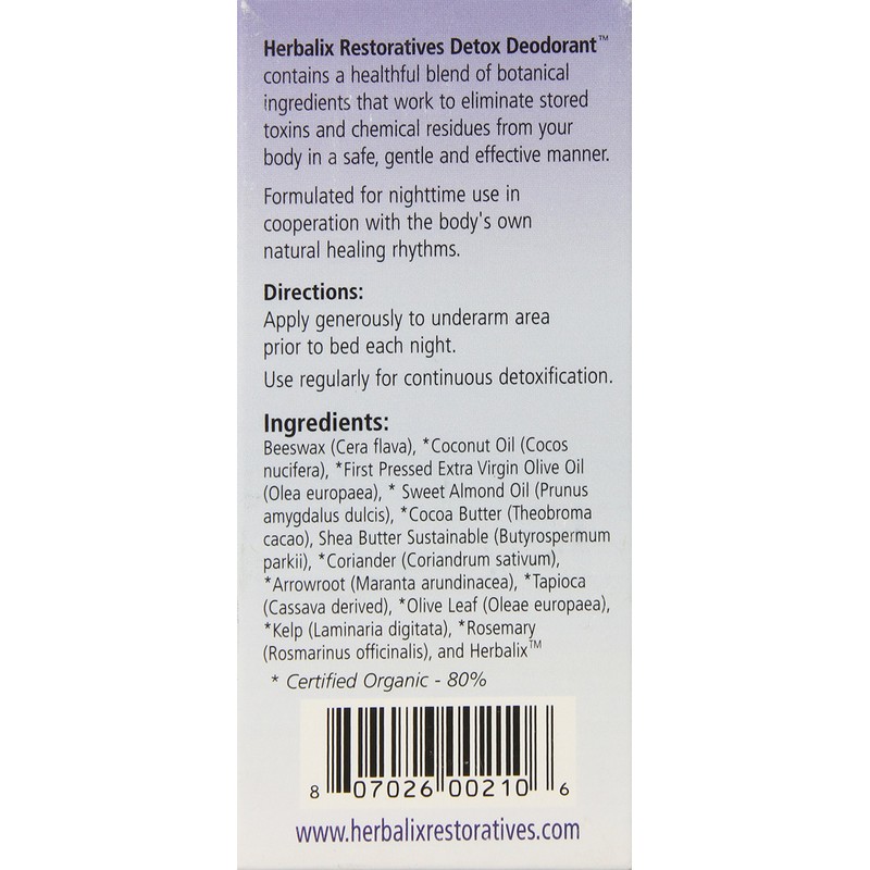 Herbalix Restoratives Nighttime Detox Cleansing Deodorant, 2.5 Ounce