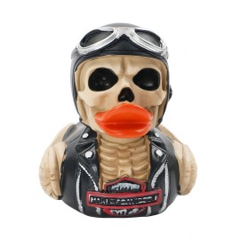 Gothic Skeleton Motorcycle Rider Duck Resin Figurine, Vintage Biker Desk Shelf Decor, Cool Collectible Gift for Car EnthusiastColor: Multicolor, Size: One Size
