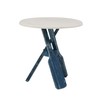 Powell Side Table with Round Top Shanice Oar, Coastal Blue