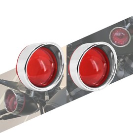 HCmotorku Motorcycle Bullet Turn Signals Lens Cover with Visors Bezels Fit for Harley Dyna Sportster Softail Touring Street Glide Road King 2000-2025 2pc (Chrome Housing Red Lens)