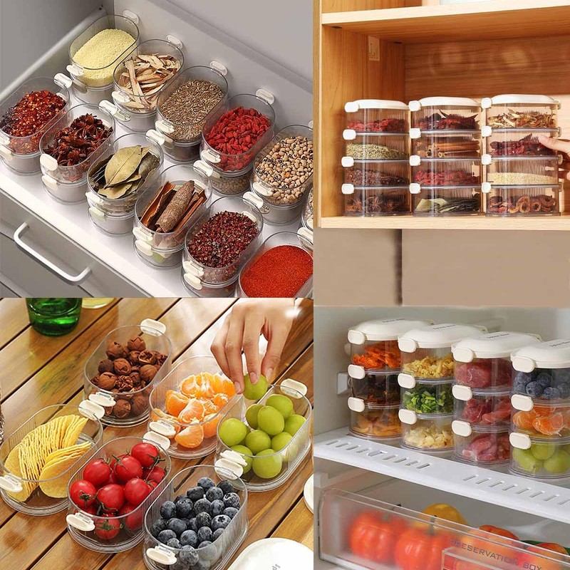 ZAAWUUT Spice Storage Box,Leakproof,Freezer Safe, Cereal Containers with Easy Lock