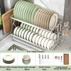 2-Tier 304 Stainless Steel Dish Rack, Foldable Over Sink with