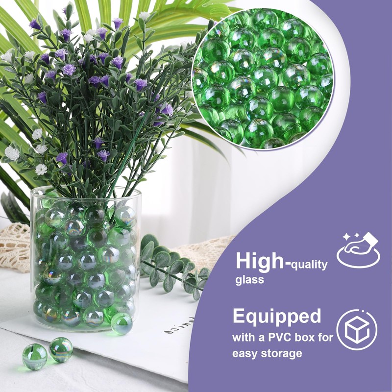DomeStar 1LB Glass Marbles, Marbles Bulk 0.63 Inch Vase Fillers