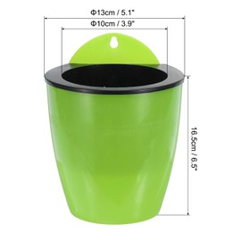 PATIKIL 5 Inch Self Watering Plant Pot, 3 Pack Hanging Planters with Cotton Wick and S Hooks Wall Mounted for Indoor Plants Flowers Herbs, Green