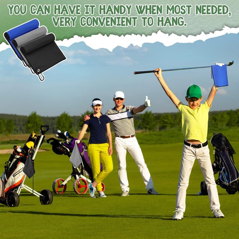 3Pack Golf Towels, Golf Towel for Bags with Clip and