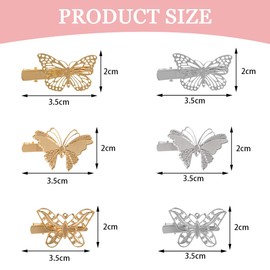 TRKETK 12 Stück Schmetterling Haarspangen Rutschfeste Haarspangen Glitzer Metall Clip Gold und Silber Butterfly Haarschmuck Modische Styling-Accessoires für Frauen und Mädchen